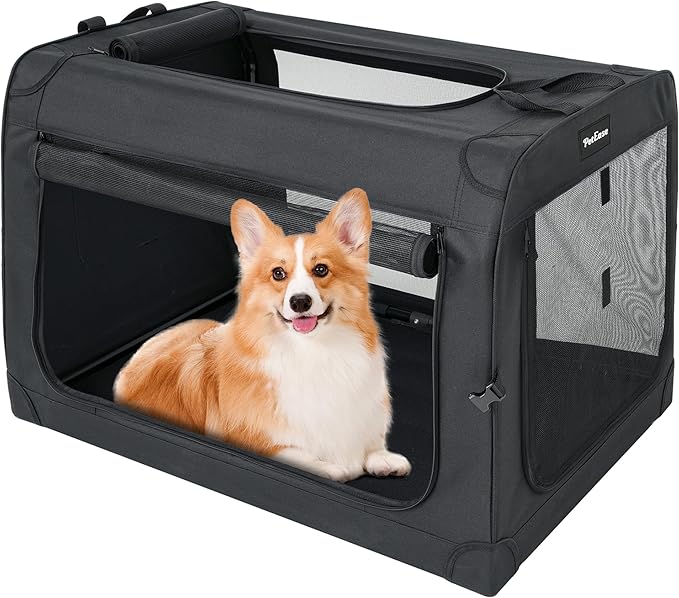 Collapsible Dog Crates for Small Dogs, 3-Door Soft-Sided Pet Crate with Durable Mesh Windows, Portable Foldable Travel Kennel for Indoor, Outdoor & Car Use