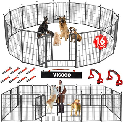 Dog Playpen Outdoor, 16 Panels 40" High Metal Dog Fence with Gate, Pet Fence for Large/Small Dogs, Portable Dog Fence for RV Camping, Yard