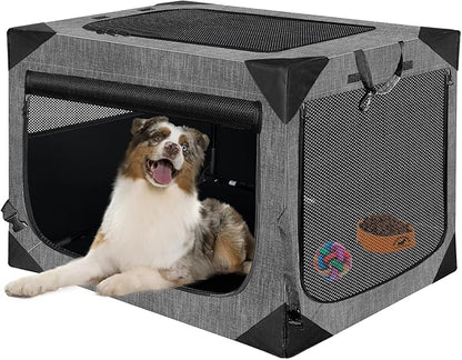 Dog Crate 36x25x25 Inch Dog Crate for Large Dogs, Portable and Foldable Design Perfect for Travel or Home Use, Dog Kennel with 3-Door