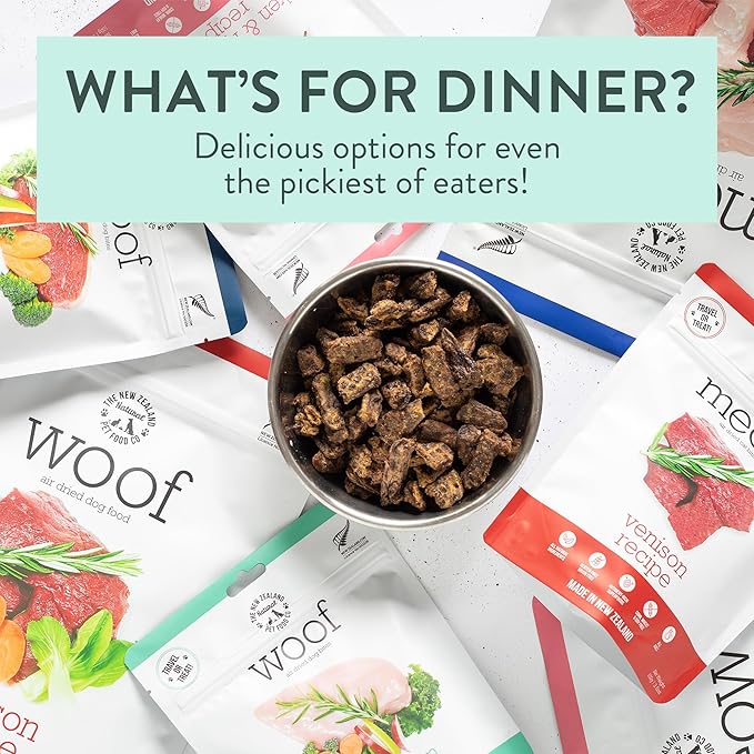 WOOF Air Dried Dog Bites -Venison Recipe Air Dried Dog Food,High Protein Venison Dog Food, Healthy Dog Food,26.5oz