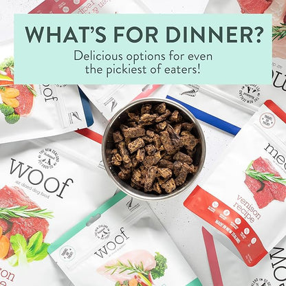 WOOF Air Dried Dog Bites -Venison Recipe Air Dried Dog Food,High Protein Venison Dog Food, Healthy Dog Food,26.5oz