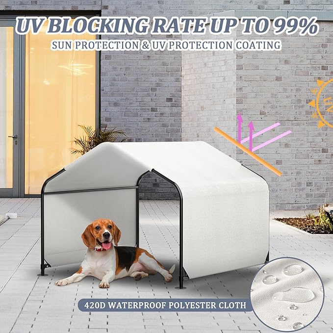 Outdoor Dog Shade 4'x4'x3' Dog Tent for Large Medium Dogs - Waterproof Pet Tent for Medium to Large Dogs, Cats, and Livestock with Sturdy Steel Frame and Ground Nails