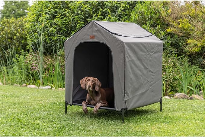 TRIXIE 2-in-1 Dog House and Bed - Elevated Indoor/Outdoor Tent with Removable Cover - Waterproof and Sun-Resistant - for Large Dogs up to 100 lbs - 39.4 x 35.4 x 48.8 in