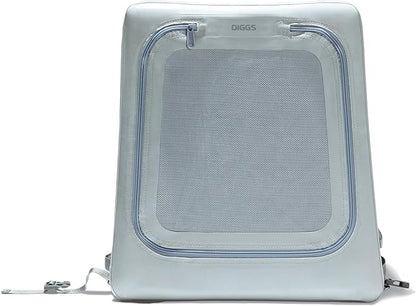 Diggs Enventur Small Soft Dog Crate - Portable Indoor & Outdoor Dog Kennel - Inflatable Ultra-Durable Travel Crate for Safe Car Travel & Adventures - 27" L x 18" W x 20" H (Grey)