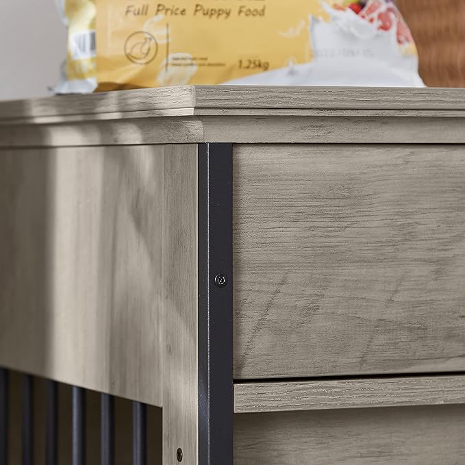 Dog Crate Furniture, Dog Crate Table with Sliding Barn Door, 35" Dog Kennel Furniture Heavy Duty Wood Crates for Small/Medium/Large Dogs Kennel Indoor Grey One Size