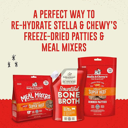 Stella & Chewy's Bountiful Bone Broth Grass-Fed Beef Recipe Meal Topper for Dogs, 16 oz. Resealable Pouch (Pack of 6)