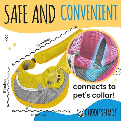 Pet Sling Carrier - Small Dog Puppy Cat Carrying Bag Purse Pouch - for Pooch Doggy Doggie Yorkie Chihuahua Baby Papoose Bjorn - Hiking Travel Front Backpack Holder Pack to Wear (Yellow)
