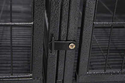 Homey Pet Stackable 43 inch Dog Crate Cage Kennel Indoor with Divider, 2X Steel Bowls, 4X Lockable Wheels, Tray, Heavy Duty Wire Dog Crates for Large/Medium/Small Dogs (Tall Model)