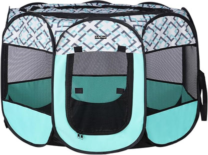 Lucky Monet Foldable Dog Playpen Enclosed Cat Puppy Playpen Indoor Pop Up Pet Animal Playpen Outdoor Kennel Cage Pen Tent for Small Medium Dog Puppy Cat Kitten Rabbit - 36" L x 36" W x 23" H