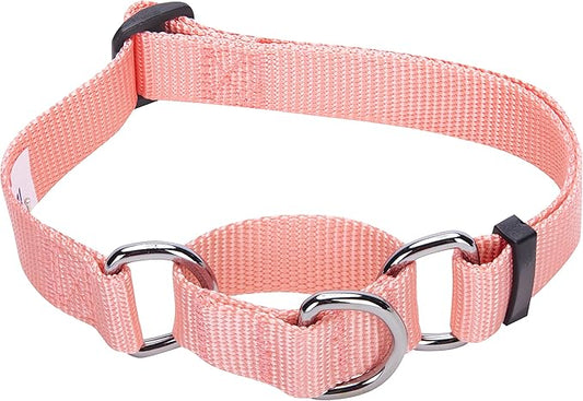 Blueberry Pet Essentials Martingale Safety Training Dog Collar, Baby Pink, Medium, Heavy Duty Nylon Adjustable Collars for Dogs