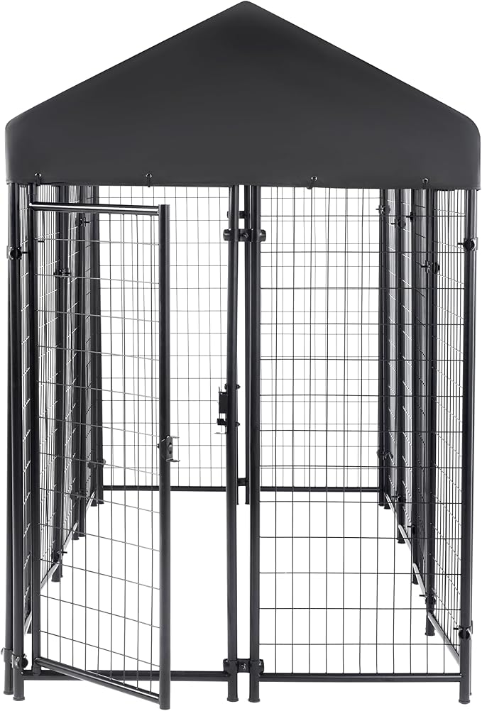 Amazon Basics - Welded Rectangular Outdoor Secure Wire Crate Kennel for Cat, Dog Large, Black, 102 x 48 x 72 inches