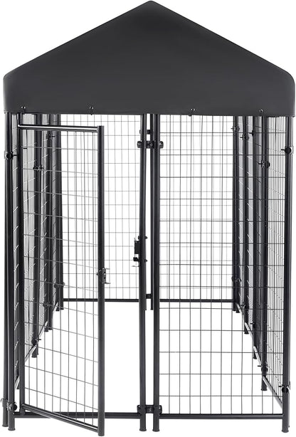 Amazon Basics - Welded Rectangular Outdoor Secure Wire Crate Kennel for Cat, Dog Large, Black, 102 x 48 x 72 inches