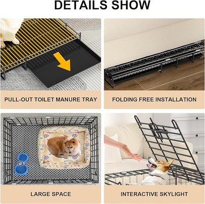 Heavy-Duty Steel Dog Crate - Foldable Single/Door Pet Kennel with Secure Lock, 19.5"x13.4"x16.3" Indoor Cage for Small/Medium Dogs, Gray