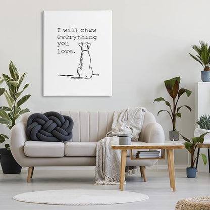Stupell Industries Will Chew Everything You Love Funny Dog Canvas Wall Art, Design by House Fenway