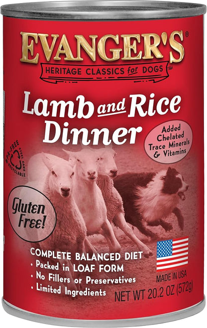 Evanger's Heritage Classics Lamb & Rice Dinner Jumbo for Dogs -20.2 oz Cans (Pack of 12)