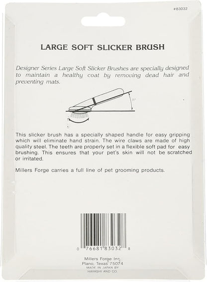 Millers Forge Stainless Steel Pins Designer Series Soft Slicker Pet Grooming Brush, Large,beige