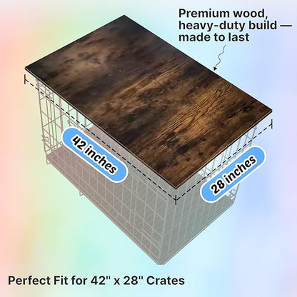 Skywin Dog Crate Topper Wood - 42" x 28" Dog Table Topper, Premium Dog Kennel, Functional Pet Crate Furniture Table Dog Topper
