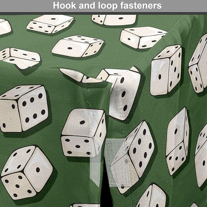 Lunarable Casino Dog Crate Cover, Cartoon Style Dices Pattern on Green Background Chance Game Lucky Jackpot, Easy to Use Pet Kennel Cover for Medium Large Dogs, 42 Inch, Green Cream Black