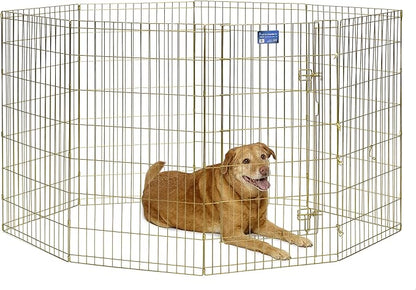 MidWest Homes for Pets Dog Exercise Pen & Playpen, 24" W x 42" H, No Door, Gold Zinc