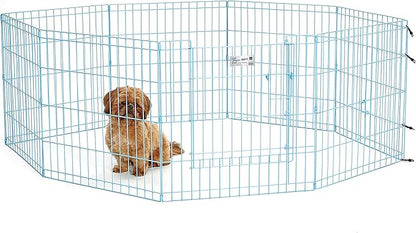 MidWest Homes for Pets Dog Exercise Pen & Playpen, 24" W x 24" H, with Door, Blue