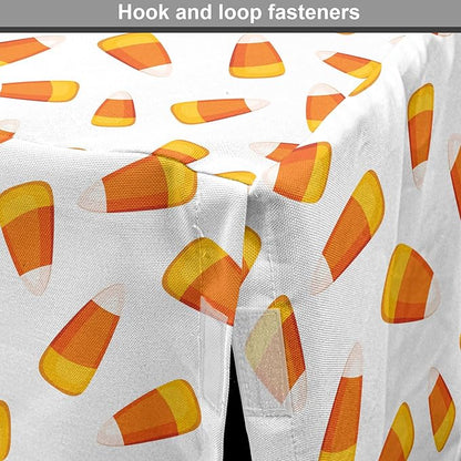 Lunarable Candy Corn Dog Crate Cover, Continuing Halloween Themed Dessert on a Plain Background, Easy to Use Pet Kennel Cover for Medium Large Dogs, 48 Inch, Orange Earth Yellow