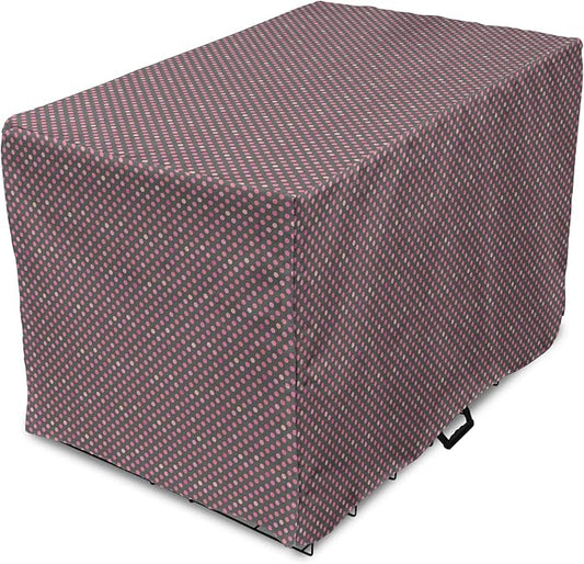 Lunarable Dusty Rose Dog Crate Cover, Retro Polka Dots Pattern in Pink Colors Spotted Texture Image, Easy to Use Pet Kennel Cover for Cats & Medium Dogs, 24 Inch, Pink Peach Charcoal Grey