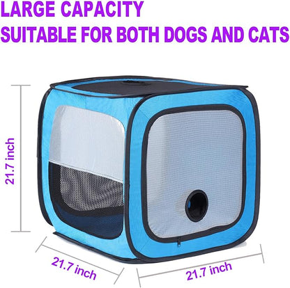 Pet Dog Cat Drying Box Waterproof Anti-Hair Flying Portable Cat Cage Kennel Portable Foldable Cat Drying Room Pet Dry Room Pet Hair Dryer Clean Grooming House Dryer Cage for Cats/Dogs.(Blue)