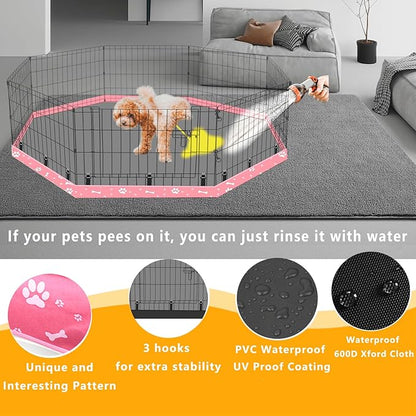 Dog Playpen Bottom Pad Fits for 24 Inch 8 Panels Regular Octagon Metal Exercise Pet Playpen, Dog Crate Pad Puppy Playpen Pad. (Note: Playpen Not Included!!!) -Pink