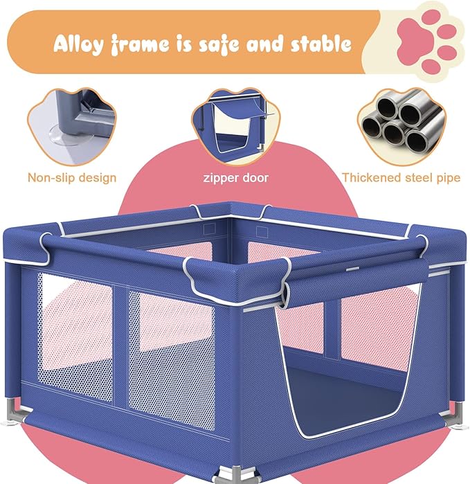 Puppy PlayPen 42 × 42 Inch, Dog Playpen with Gate for Puppies, Small and Medium Dogs, Pet PlayPen for Outdoors & Indoors, Tear Resistant Fabric.