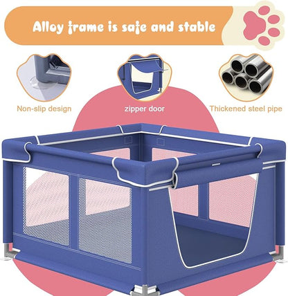 Puppy PlayPen 42 × 42 Inch, Dog Playpen with Gate for Puppies, Small and Medium Dogs, Pet PlayPen for Outdoors & Indoors, Tear Resistant Fabric.