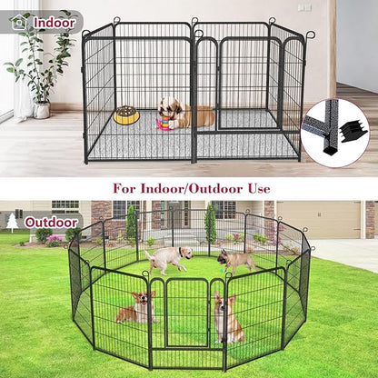 Dog Playpen Dog Fence Outdoor for Yard, 32inch 48 Panels Dog Pens Outside Anti-Rust Pet Playpen Exercise Pen with Lock for Large Medium Small Dogs, Portable Pet Fence for Yard RV Camping