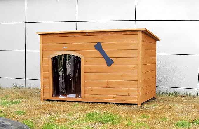 Wooden Doghouse for Small, Medium, Large Dogs, Waterproof, Outdoor/Indoor Kennel,Puppy Shelter with Elevated Floor (Natural, L)