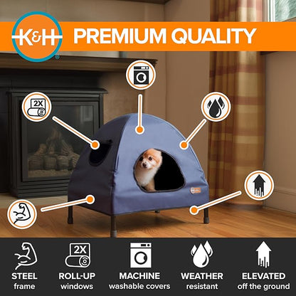 K&H Pet Products Original Pet Cot House Navy Blue Small 22 X 17 X 22 Inches