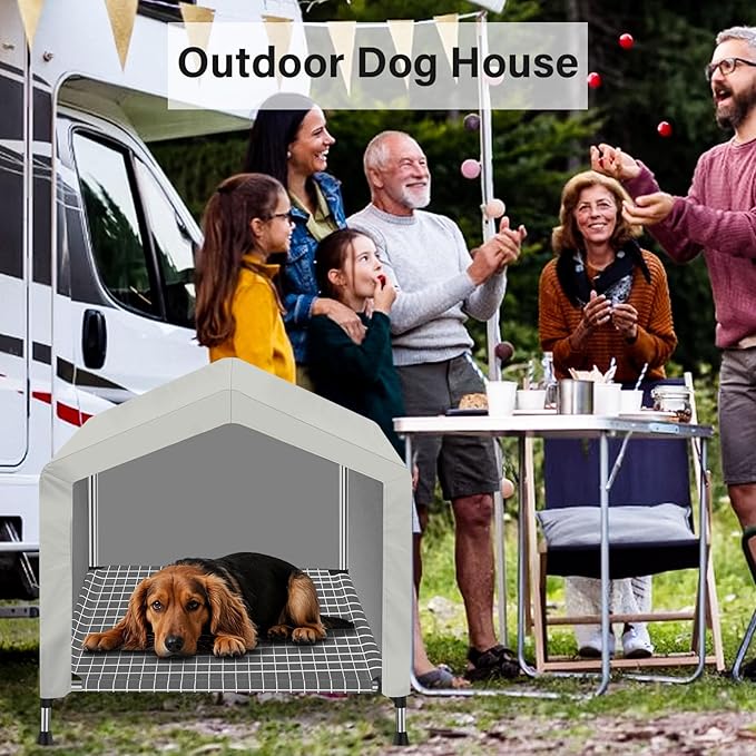 Elevated Dog House for Outdoor or Indoor - Waterproof Dog Tent Cat House, Dog Sunshade Tent, Pet House with Removable Cover, Suitable for Medium Cats Dogs