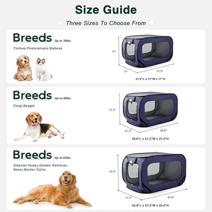 Love's cabin 36in Portable Large Dog Bed - Pop Up Dog Kennel, Indoor Outdoor Crate for Pets, Portable Car Seat Kennel, Cat Bed Collection, Dark Blue