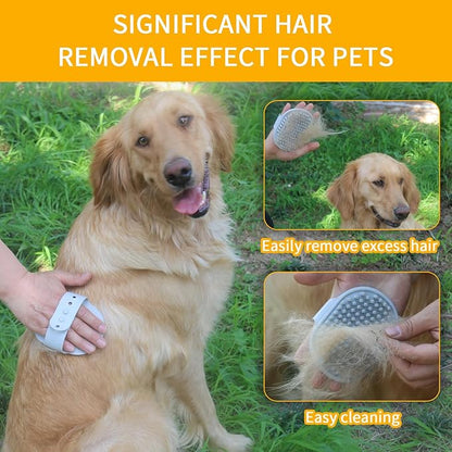 Dog Bath Brush | Dog Grooming Brush, Dog Shampoo Massage Bath Brush Comb with Adjustable Loop Handle for Grooming Short and Long Hair Cats and Dogs, 2pcs(Plum Brush Heads, Blue + Orange)