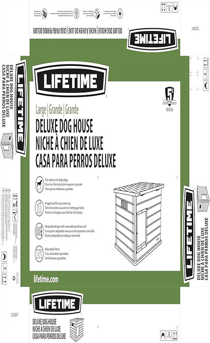 Lifetime Deluxe Dog House, Weather Protected with Adjustable Vents, Ideal Shelter for Medium to Large Dogs