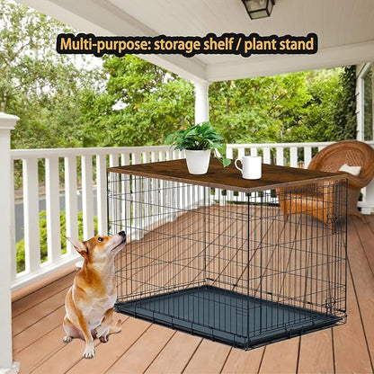 Deblue Dog Crate Table Topper, Dog Kennel Table Topper for 42 Inches Cage, Rustic Style Decorative Dog Crate Table Topper for 42 Inches Wire Crate - Grey