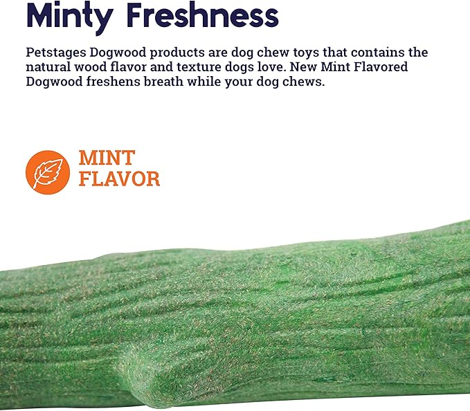 Petstages Dogwood Wood Durable Dog Chew Toys, Real Wood & Mint, 2-Pack, Large