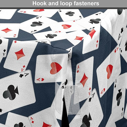 Lunarable Casino Dog Crate Cover, Realistic Style Random Scattered Playing Cards Leisure Time Hobby Games, Easy to Use Pet Kennel Cover for Cats & Medium Dogs, 30 Inch, Cadet Blue Black Red