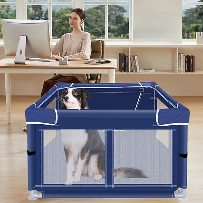 42 Inches Dog Playpens，Puppy Playpen with Gate for Puppies or Small Dogs, Dog Fence Pet Playpen for Indoor & Outdoor