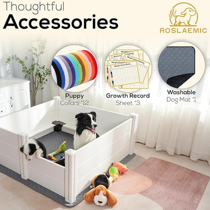 48" x 48" Whelping Box for Large Breed Dogs with Rails, Suitable for Large/Medium Dogs, White