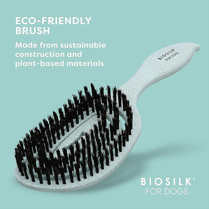for Dogs Eco-Friendly Boar Hair Bristle Brush in Mint Green | Easy to Hold Ergonomic Handle Dog Brush for Shedding | Best Pet Brush for Dog Grooming