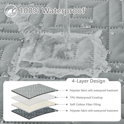hyha Waterproof Dog Blanket, Soft Dog Bed Cover Pet Blankets, Waterproof Sofa Couch Cover for Dogs Washable, Reversible Pet Couch Covers for Sofa Furniture (82x82 Inch, Grey/Dark Grey)