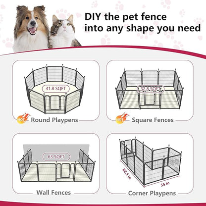 Dog Playpen 32 inch 10 Panels Portable Dog Fence Outdoor for Yard Indoor Dog Pen for Medium/Small Dogs, Large Pet Puppy Playpen Heavy Duty Pet Fence for RV Camping, Yard