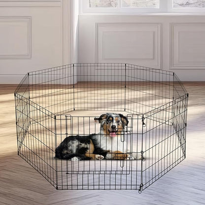 Puppy Playpen - Foldable Metal Exercise Enclosure with Eight 24-Inch Panels - Indoor/Outdoor Fence for Dogs, Cats, or Small Animals by PETMAKER
