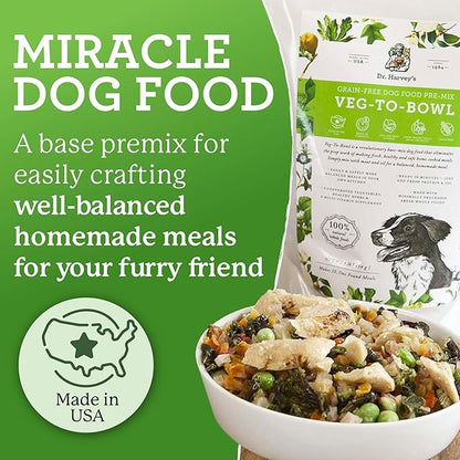 Dr. Harvey's Veg-to-Bowl Dog Food, Human Grade Dehydrated Base Mix for Dogs, Grain Free Holistic Mix (3 Pound)