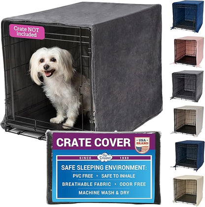Pet Dreams Dog Crate Cover - Breathable Fabric Kennel Topper for Single-Door Crates, Fits iCrate Dog Cages 18, 24, 30, 36, 42, 48 Inches (Grey, Large, 36")