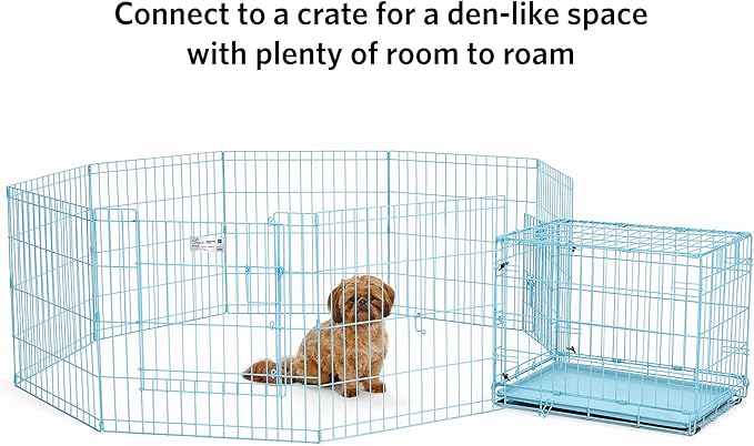 MidWest Homes for Pets Dog Exercise Pen & Playpen, 24" W x 24" H, with Door, Blue