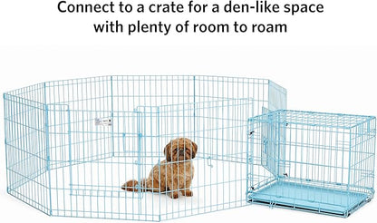 MidWest Homes for Pets Dog Exercise Pen & Playpen, 24" W x 24" H, with Door, Blue